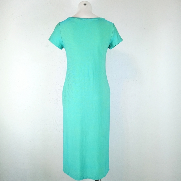 Vintage Natori Short Sleeve Laurex Jersey Midi Tunic Dress w/ High Slits Medium - Picture 7 of 9